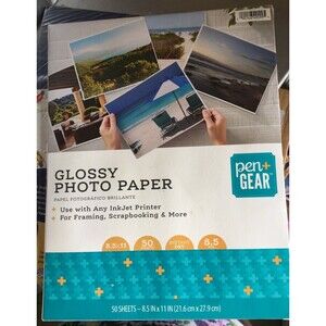 Pen Gear Glossy Photo Paper 50 Sheets For Inkjet Printer Scrapbooking & More New